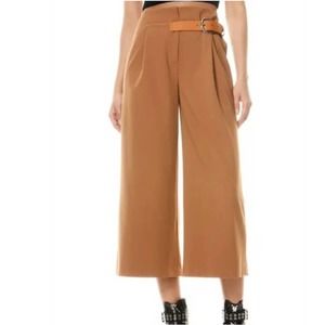 Alice + Olivia Camel Adelina Belt Tab Crop Wide Leg Pant Women Size 4
